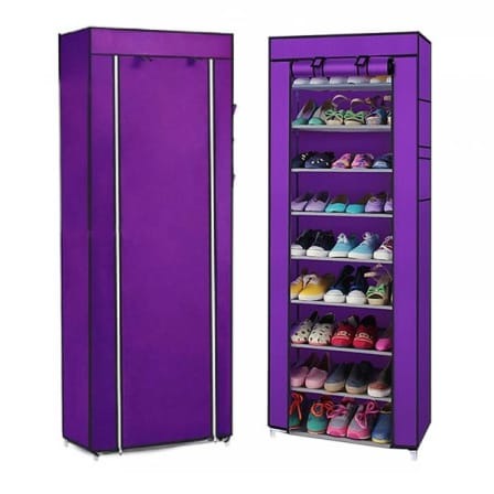 Portable Shoe Rack 9 Tier Organizer - Purple_0