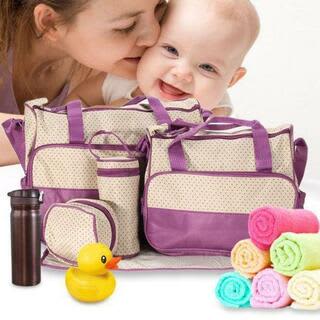 5 in 1 Nappy Bag Set - Purple_0