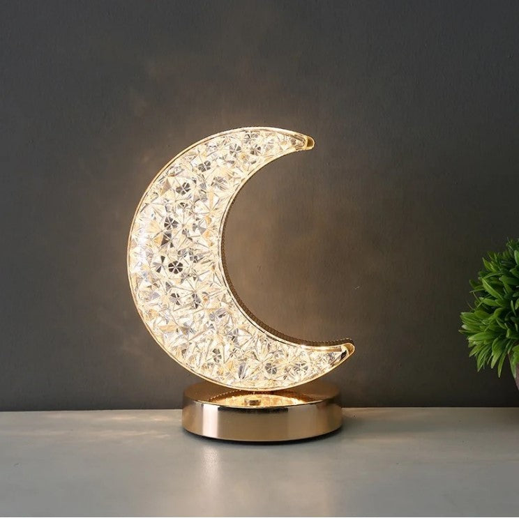 Crystal Rechargeable Table Desk Lamp - Moon Shape_0