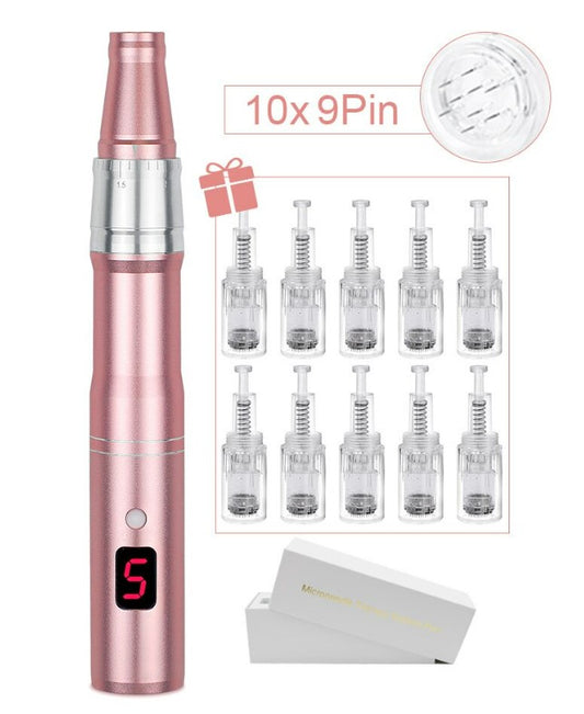 Professional Microneedeling Pen Machine for Derma MTS - 10pcs 9PIN with box_0